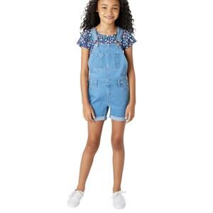NWT Vigoss Youth Girl's 2-Piece Cotton T-Shirt and Denim Overall Shortall Set